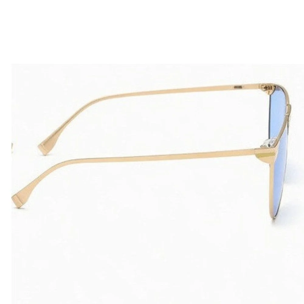 Womens‎ Oversized Sunglasses Gold Metal Frame Blue Tinted Lens Shield Lentes New